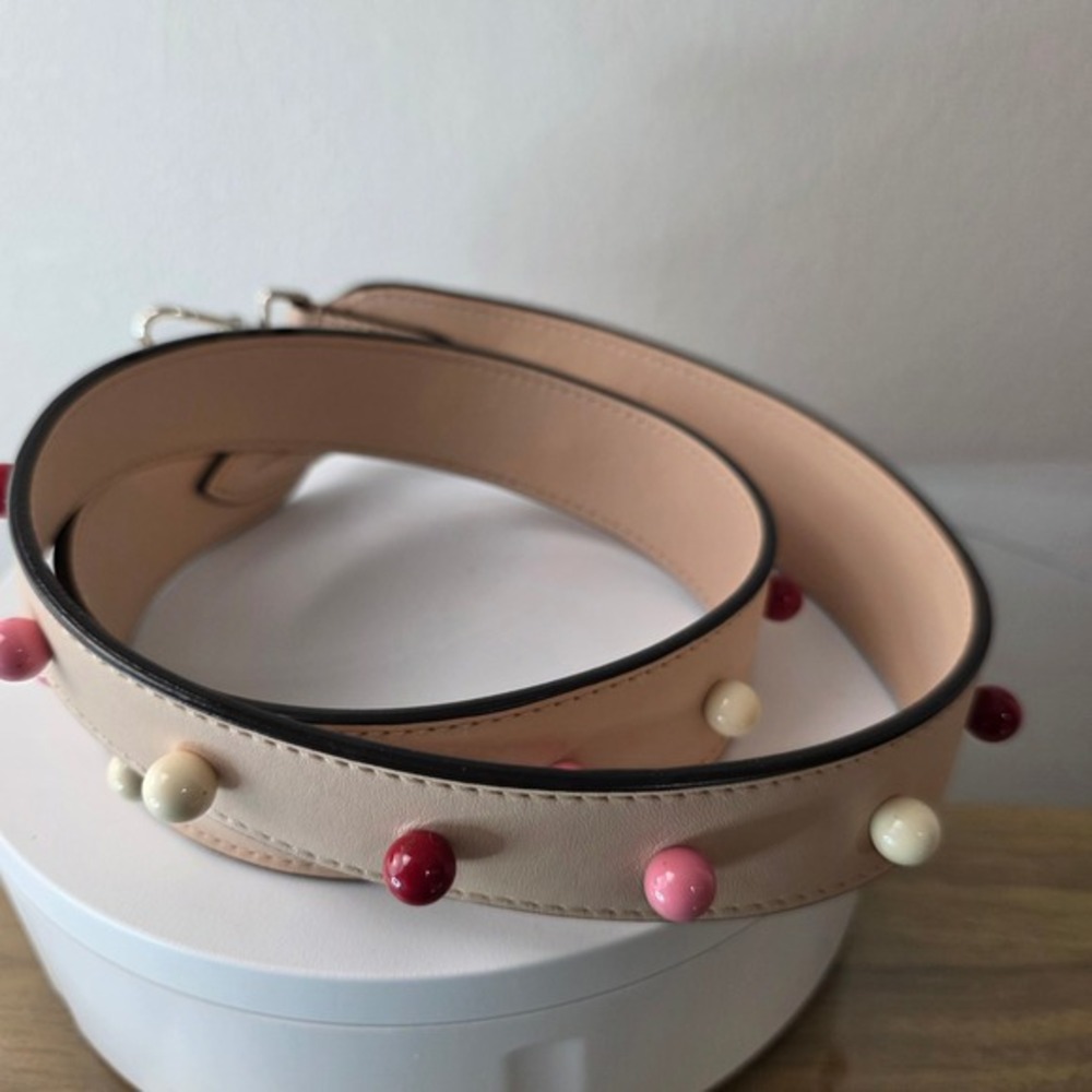 Bally Leather Handbag Strap with Multi-Color Resin Studs Silver‎ Hardware